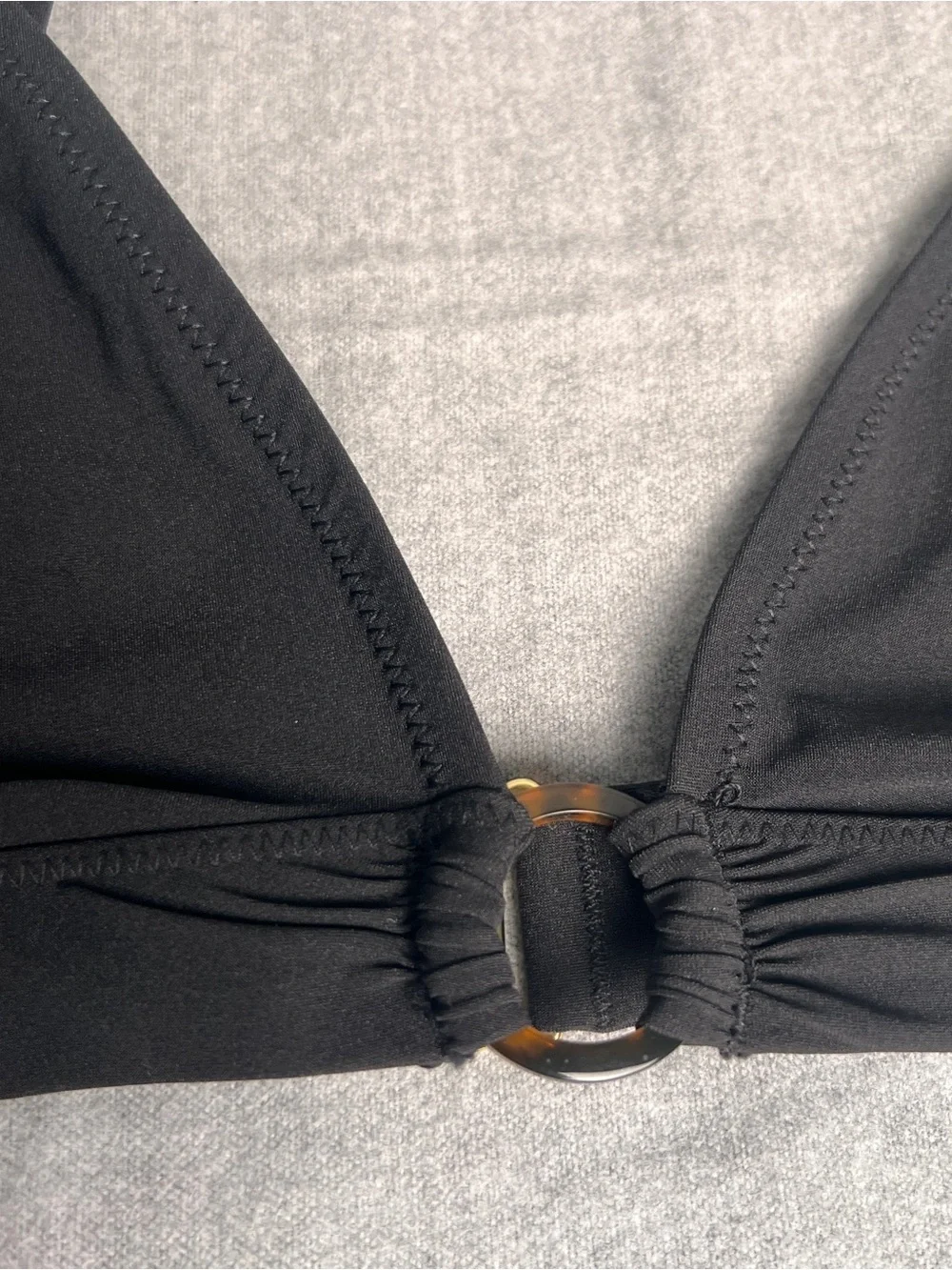H&M Black Bikini Top Size 8 with Ring Detail, NWOT